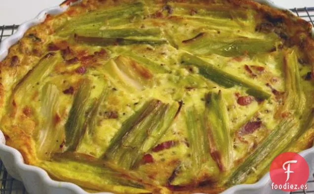 Quiche sin Corteza de Puerro, Tocino y Gruyere