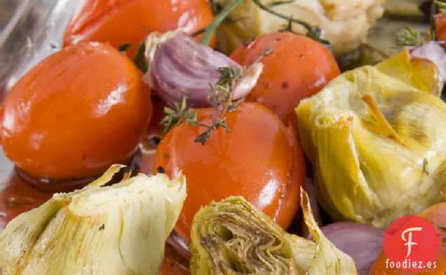 Alcachofas Asadas con Tomate y Ajo