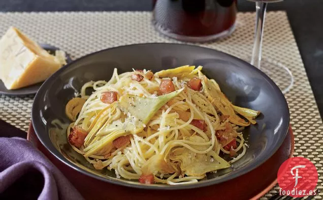 Espaguetis con Alcachofas y Panceta
