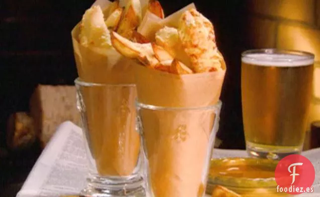 Pescado y Papas Fritas al Horno con Vinagre de Miel