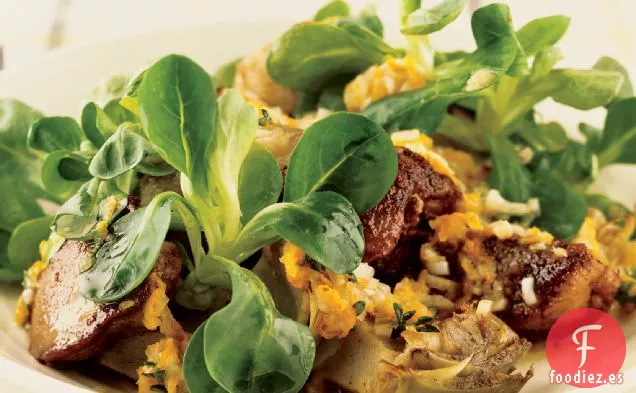 Ensalada Tibia de Alcachofa y Hígado de Pollo