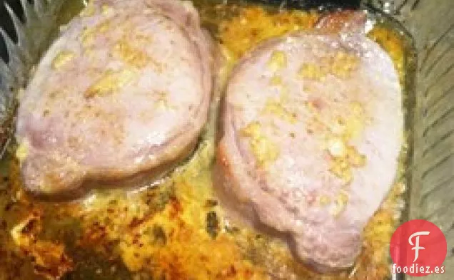 Chuletas De Cerdo Al Horno Sazonadas Con Ajo
