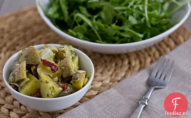 Ensalada De Patatas Al Pesto Con Corazones De Alcachofa y Tomates Secados al Sol