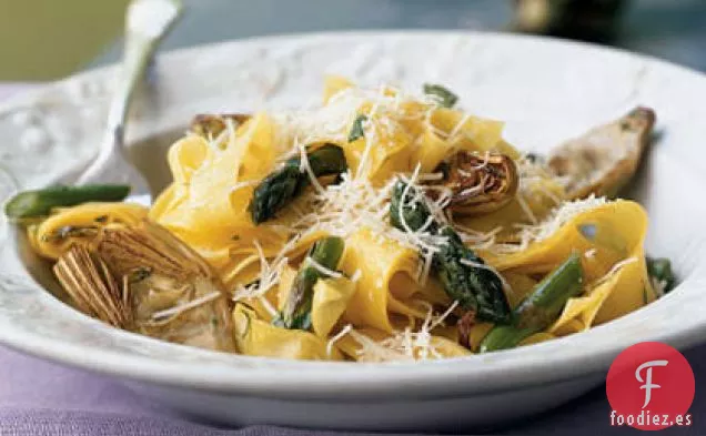 Pappardelle con Limón, Alcachofas y Espárragos