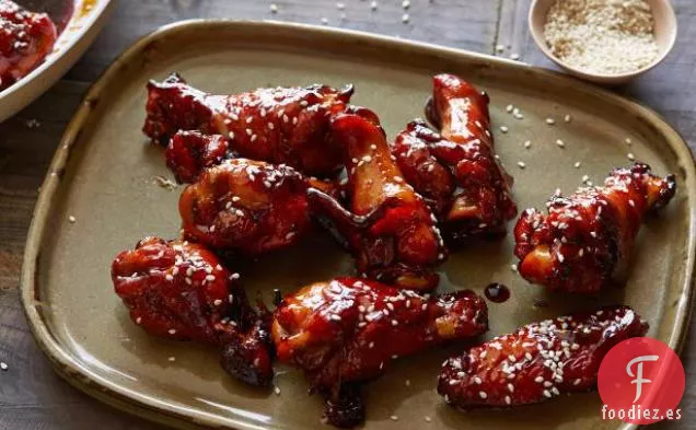 Alitas de Pollo Pegajosas de Miel y Soja