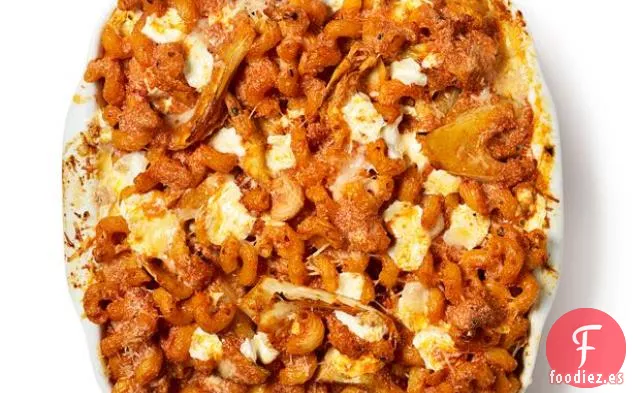 Cavatappi Al Horno Con Alcachofas e Hinojo