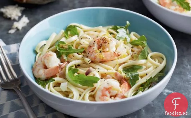 Linguini con Camarones y Aceite de Limón