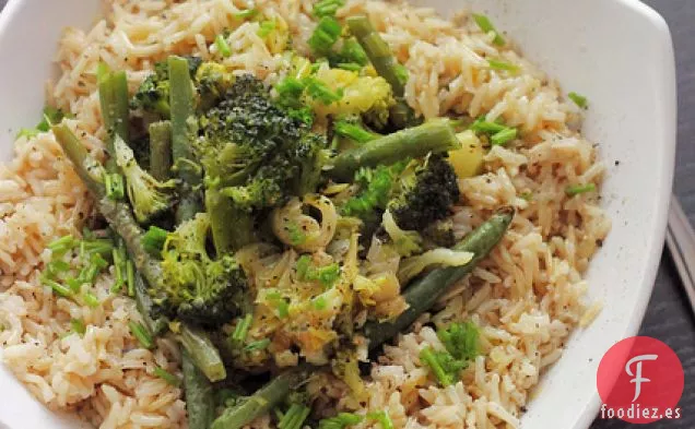 Brócoli, Judías Verdes Y Puerros Arroz Integral