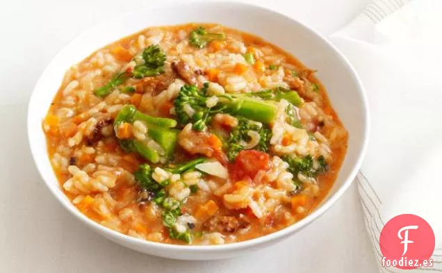 Risotto de Salchichas y Broccolini