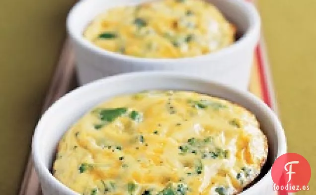 Quiches de brócoli y queso cheddar sin corteza