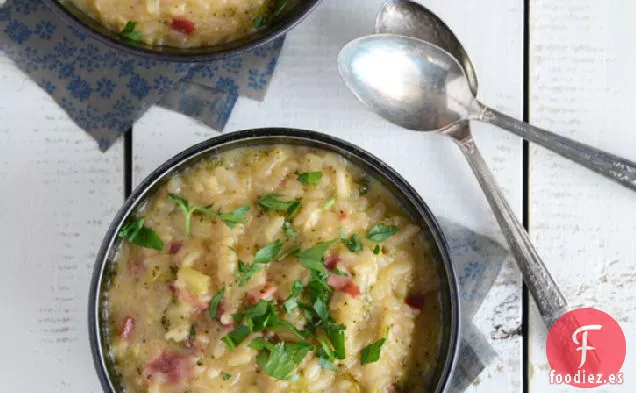 Risotto de brócoli y queso cheddar