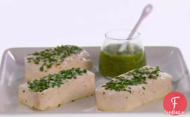 Fletán al horno con Rúcula Salsa Verde
