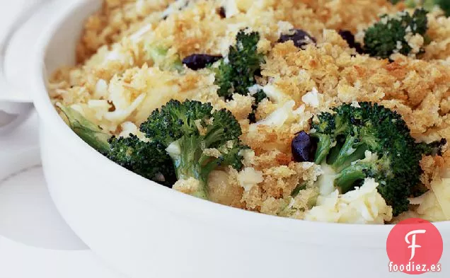 Brócoli y Coliflor Gratinados con Queso Cheddar