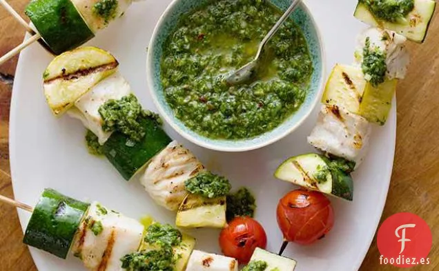 Pinchos de Pescado con Albahaca Chimichurri