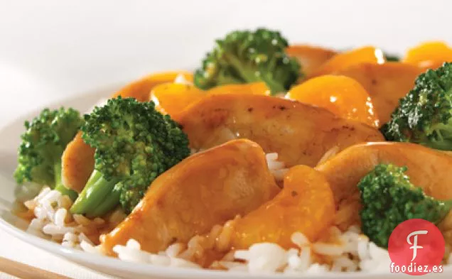 Pollo A La Mandarina Con Brócoli