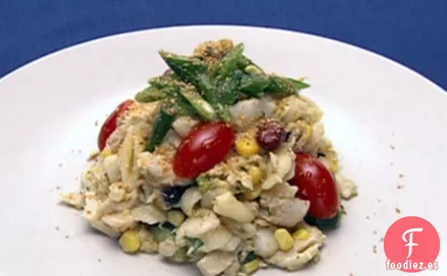Ensalada de Tri-Mariscos de Comerciantes con Vinagreta de Parmesano de Albahaca