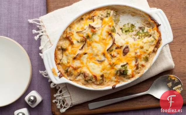 Cazuela de Champiñones con Queso y Brócoli