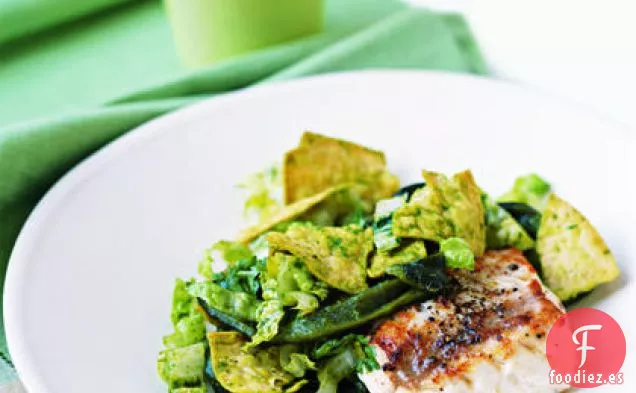 Mero chamuscado con Ensalada Romana