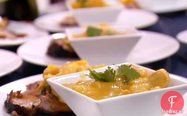 Pollo al Curry Jamaicano y Papas con Pimientos picantes Scotch Bonnet