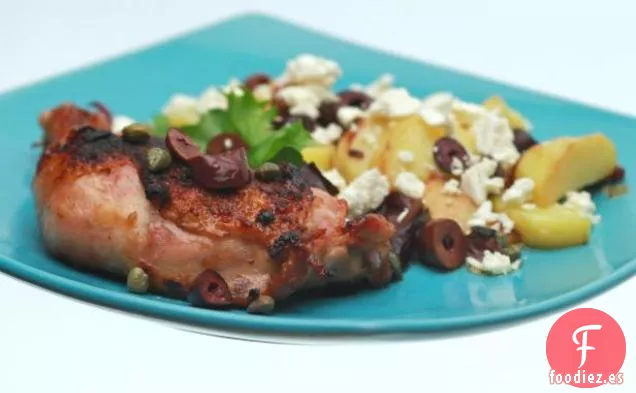 Pollo Asado Picante con Patatas Mediterráneas