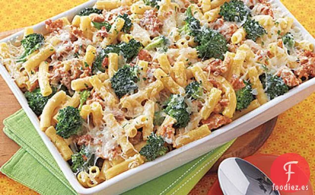 Ziti al horno con Brócoli y Salchicha