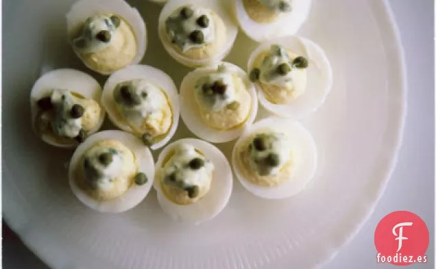 Huevos Rellenos Con Alioli De Albahaca Y Alcaparras