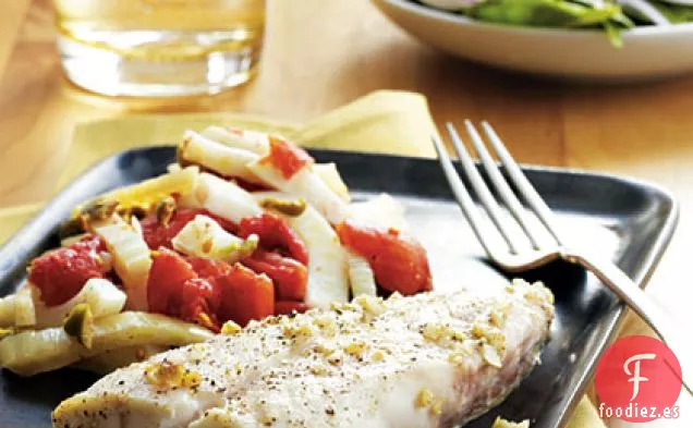 Mero Asado en Sartén con Verduras Provenzales