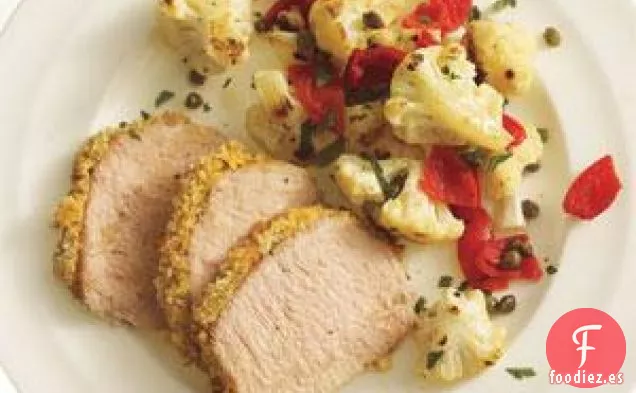 Lomo De Cerdo Con Coliflor Salteada Y Alcaparras