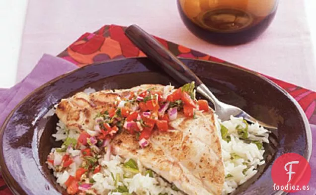 Mero Chamuscado con Salsa de Jengibre Dulce