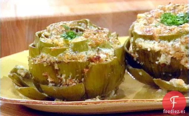 Alcachofas Rellenas Enteras Estofadas en Vino Blanco