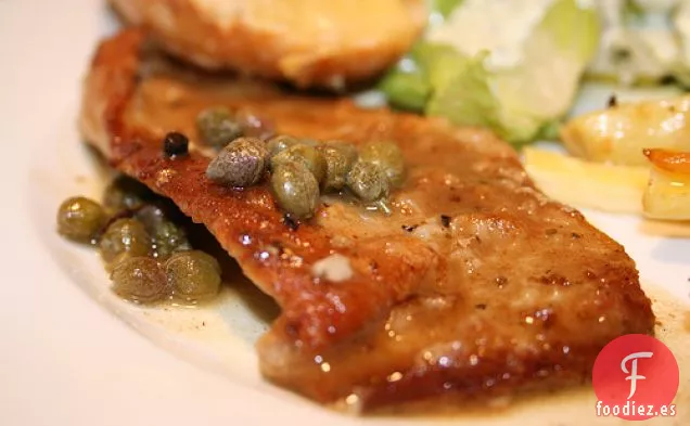 Vieiras de ternera con limón y alcaparras