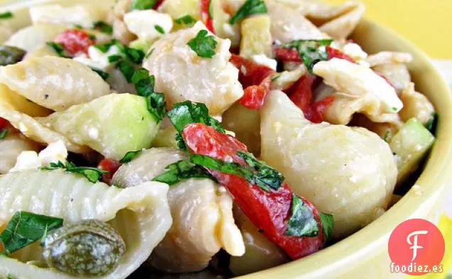 Ensalada De Alcaparras, Garbanzos Y Pasta Feta