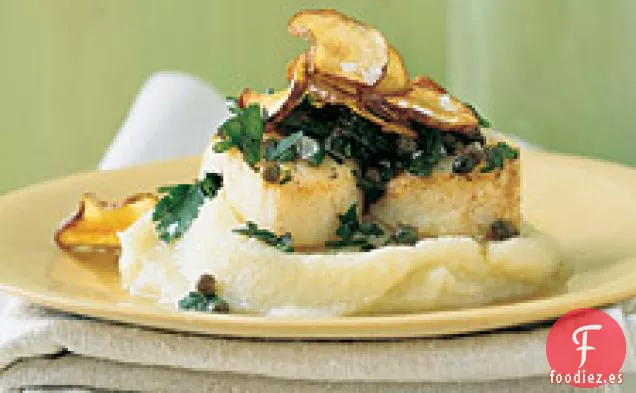 Vieiras Con Puré De Coliflor, Perejil Y Alcaparras