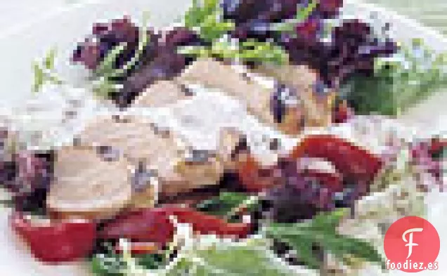 Pollo con Salsa de Alcaparras de Estragón con Verduras Mixtas