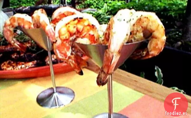 Camarones a la Parrilla con Adobo de Ajo, Chile Rojo y Tomillo