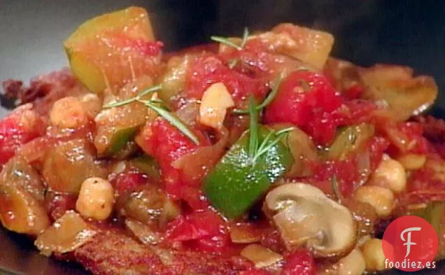 Estofado de Verduras con Tortitas de Patata y Queso