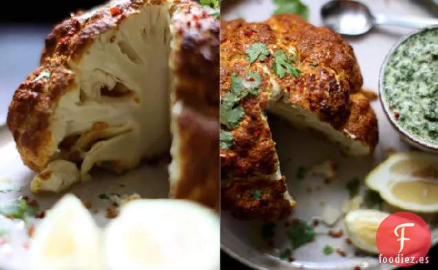 Coliflor Tandoori Entera Asada Con Chutney De Menta