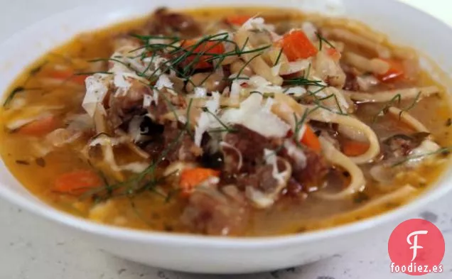 Montones de Fideos Sopa de Pollo