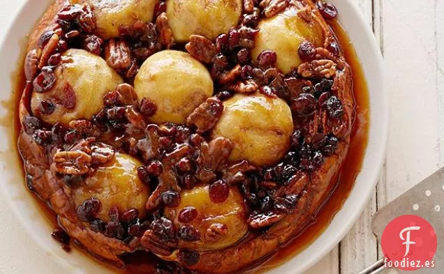 Tostada Francesa de Manzana Invertida con Arándanos y Nueces