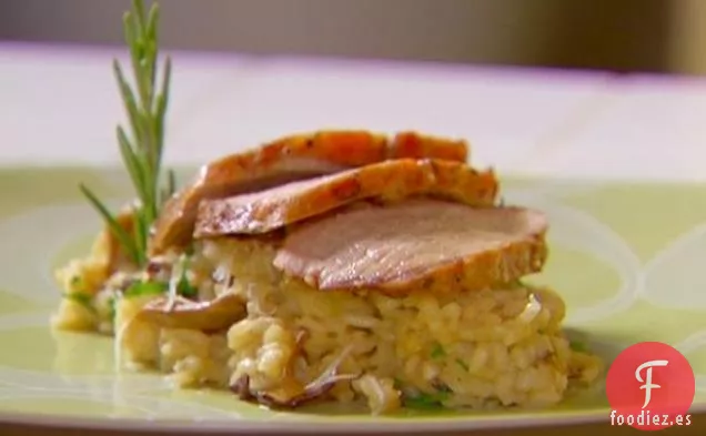 Risotto Cremoso de Champiñones con Solomillo de Cerdo a la Parrilla al Romero