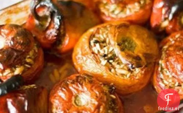 Tomates y Pimientos Rellenos Griegos (Yemení) - Mediterránea Recetas