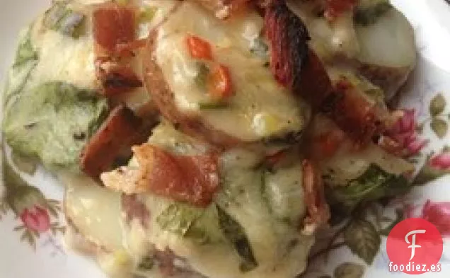 Espinacas, Patatas y Tocino Gratinados