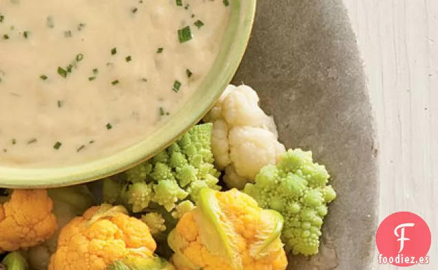 Fondue de Cerveza y Queso con Coliflor Bebé