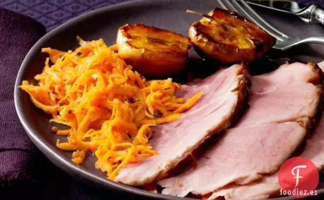Jamón Glaseado Con Manzanas Asadas