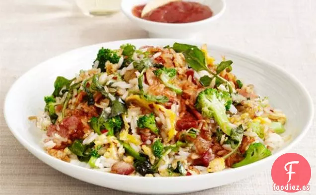 Arroz Frito con Verduras y Tocino