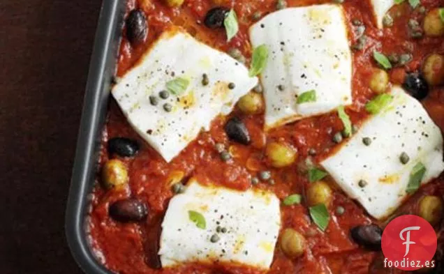 Eglefino Al Horno Con Tomate Y Aceitunas