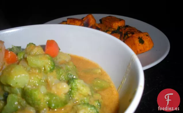 Camarones y Curry Vegetal