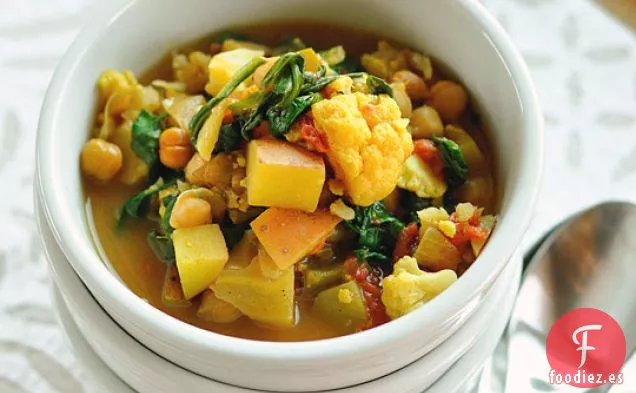 Estofado De Verduras Al Curry Y Garbanzos