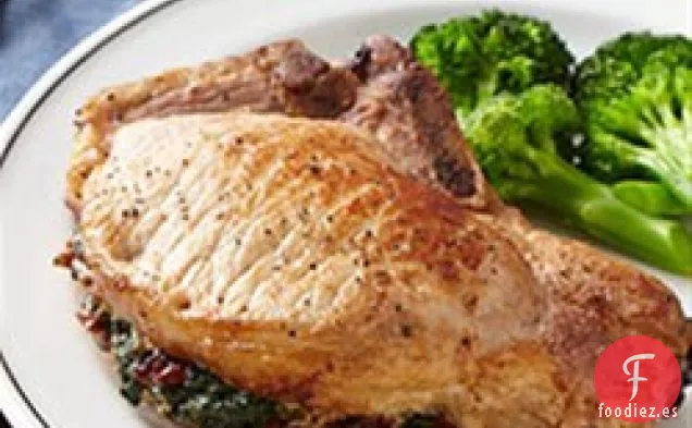 Chuletas de Cerdo Rellenas de Espinacas y Champiñones