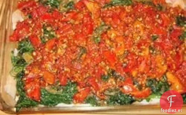 Eglefino al horno con Espinacas y Tomates